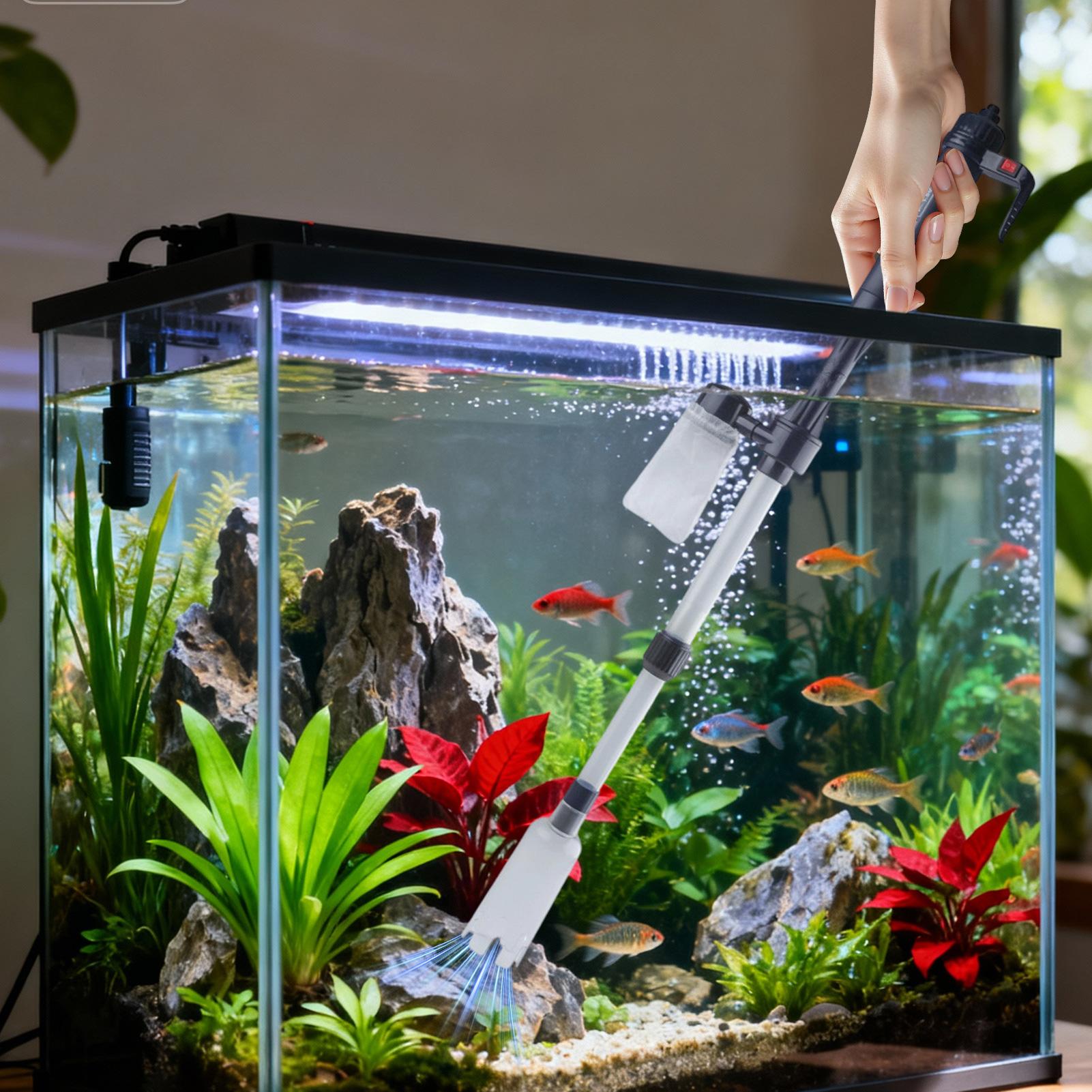 Marine Aquarium Vacuum - 3-in-1 Aquariumstofzuiger, Grindreiniger, Visbakstofzuiger met Waterverversing,