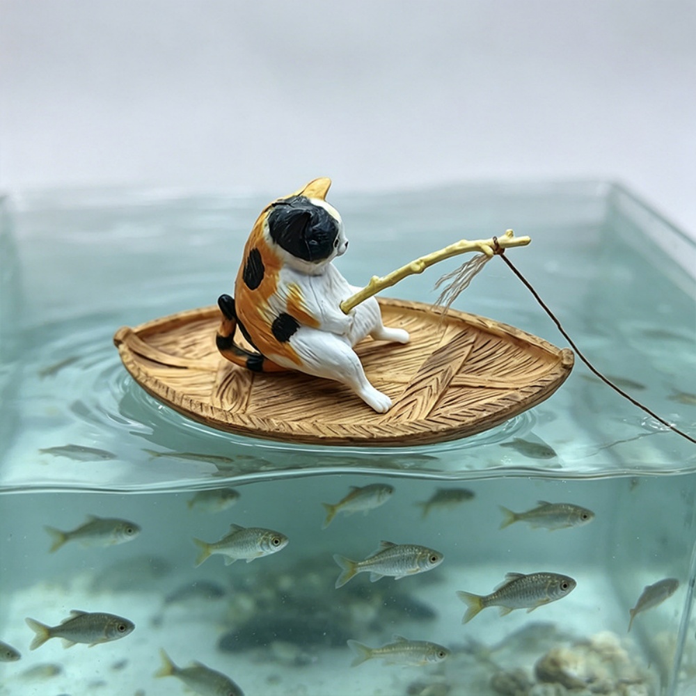 Marine Aquarium Orp - Creatief kattenvisserboot aquarium ornament van hoogwaardig,